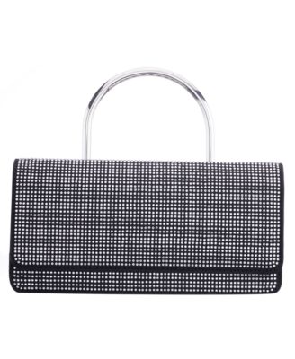 Elongated Crystal Magnetic Snap Satchel Bag