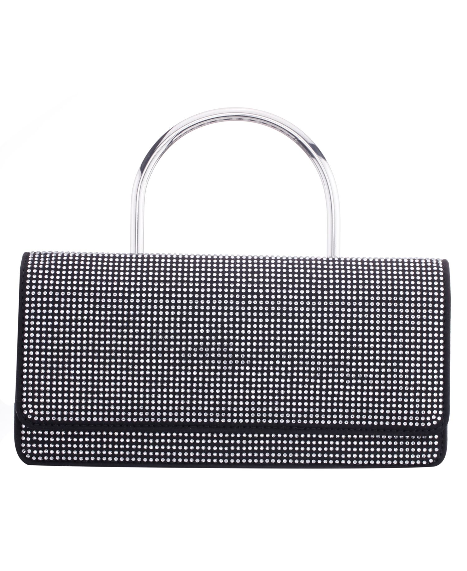 Elongated Crystal Magnetic Snap Satchel Bag