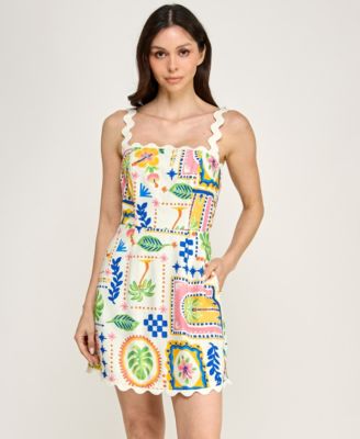 Juniors' Sleeveless Ric Rac Trim Detail Slim Dress