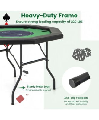 48 Inches Foldable Poker Table with Padded Rails and Cup Holders
