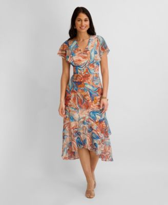 Women's Printed Burnout Chiffon A-Line Dress