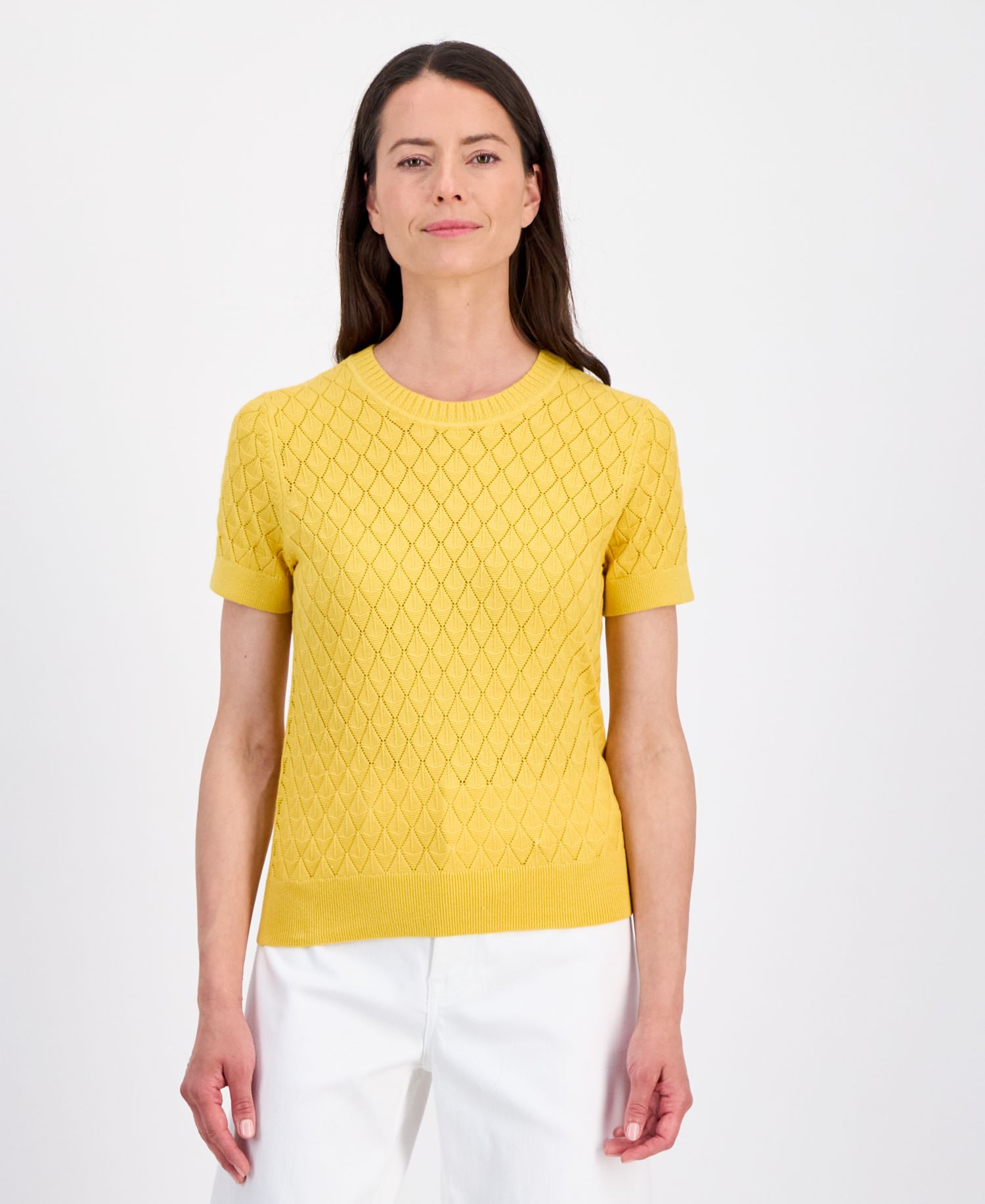 Women's Short-Sleeve Pointelle Sweater