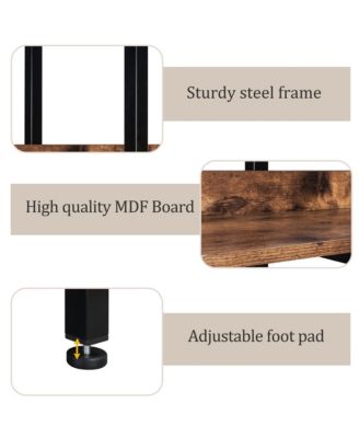 5 Tier Open Bookcase - Vintage Industrial Bookshelves with Metal Frame, MDF Board and Back Fence for Home Office.