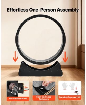 48" Wooden Cat Exercise Wheel with Carpeted Runway and Locking Mechanism