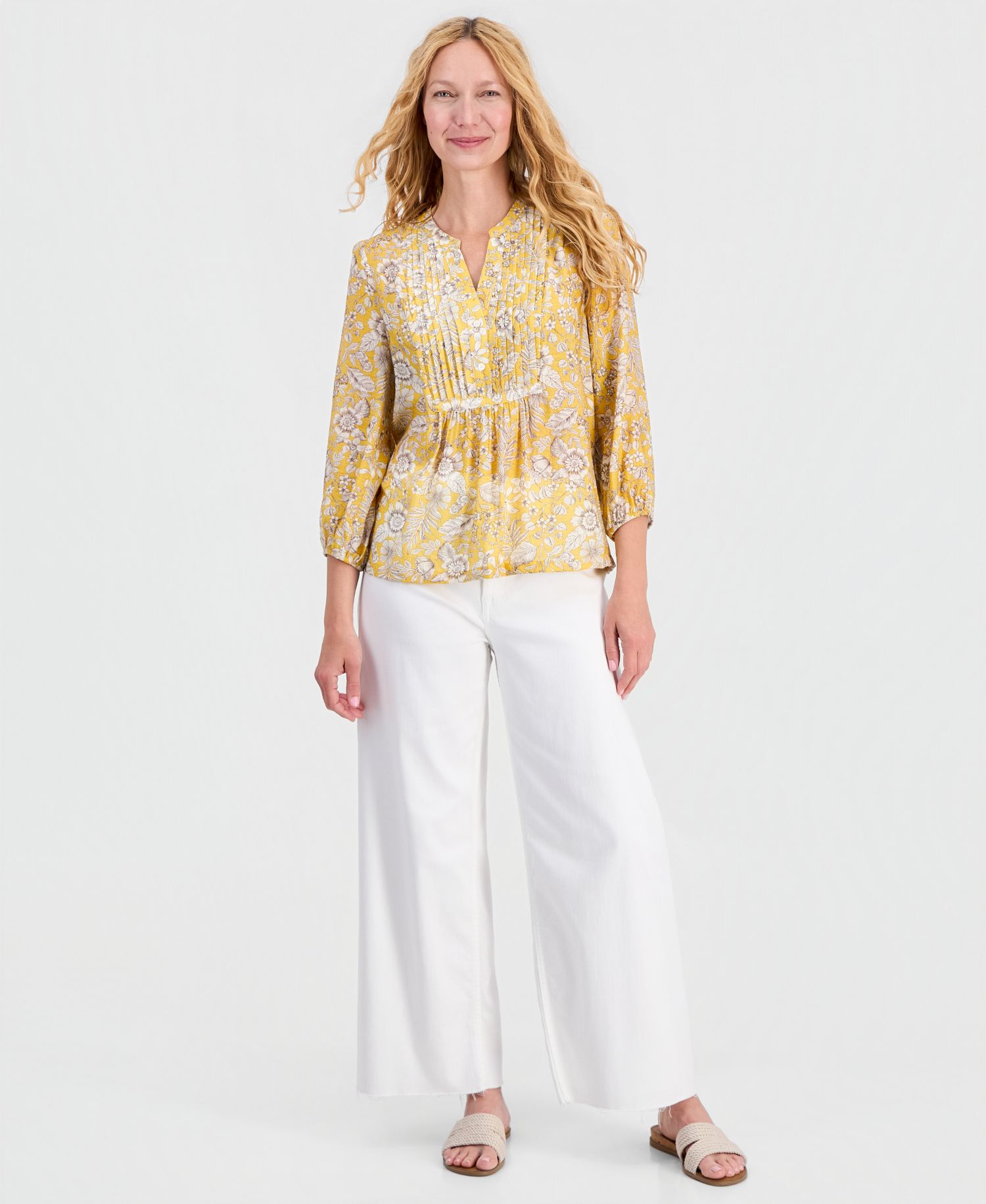 Women's Floral Pintuck Blouse