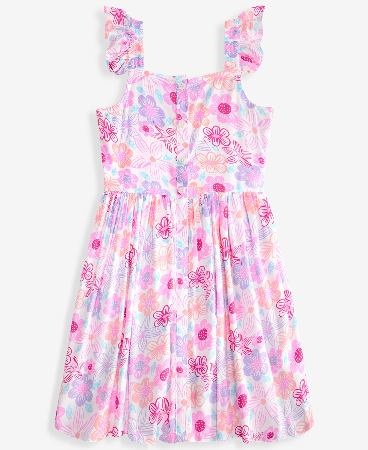 Epic Threads Girls' Xs-xl Tropical Floral-Print Button Dress, Macy's Exclusive - Bright White