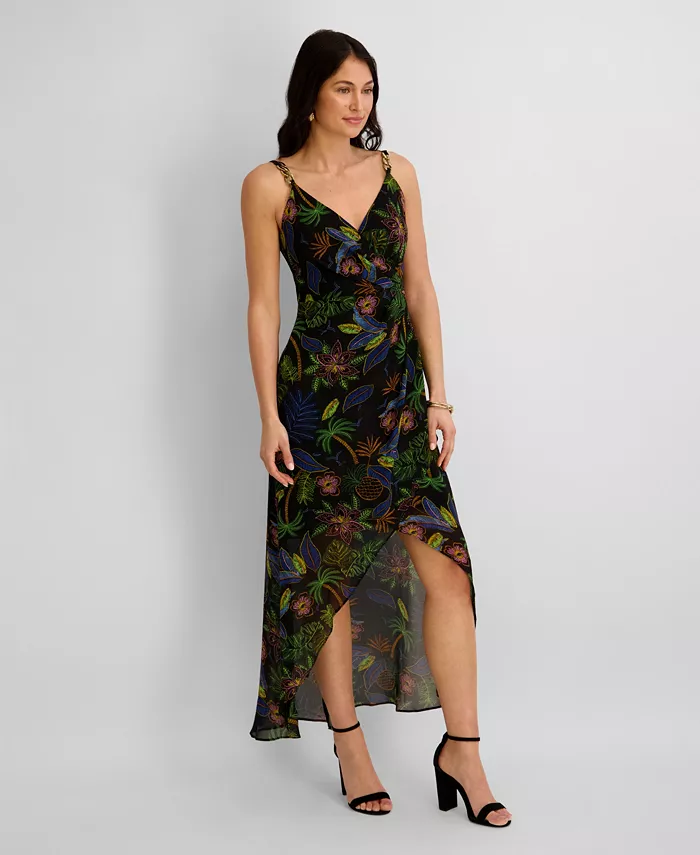 Women's Printed V-Neck High-Low Dress - thumbnail 2