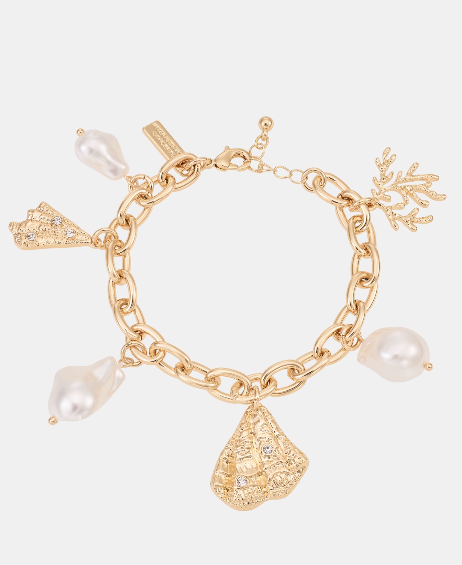 Pav&eacute; & Imitation Pearl Sealife Charm Bracelet