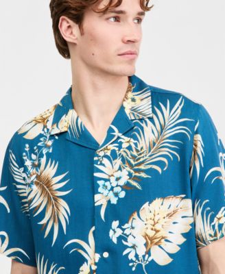 Men's Viva Floral Silk-Blend Short Sleeve Shirt