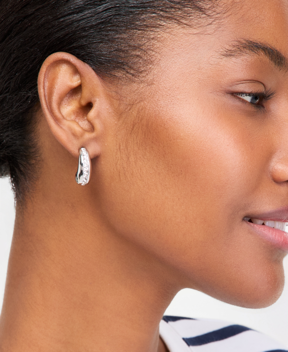 On 34th Pave J-Hoop Earrings, Macy's Exclusive