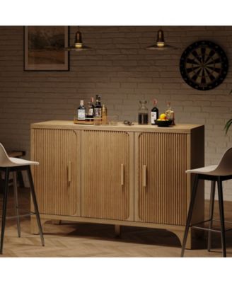 47" Mid Century Modern Fluted Buffet Cabinet with Storage Accent Sideboard Credenza Coffee Bar Console for Kitchen or Living Room