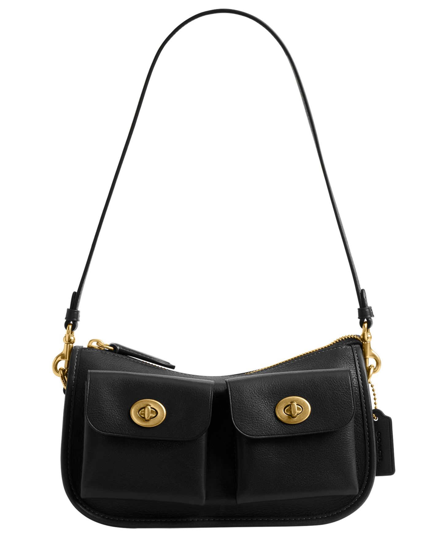 Женская сумка COACH Waverly Small Leather Twin Turnlock Shoulder, цвет: Латунный / Чёрный — фото 1