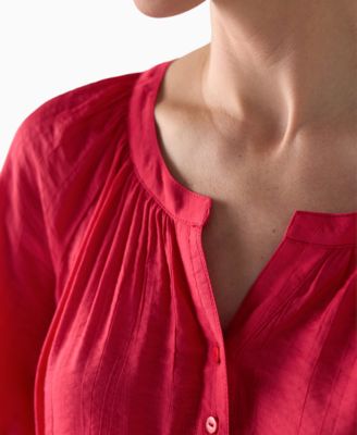 Petite Textured Puffed-Sleeve Top