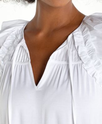 Petite Flutter-Sleeve Woven Top
