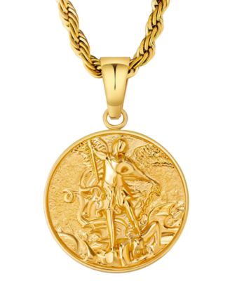 Men's St. Michael 22" 18k Gold-Tone Pendant Necklace