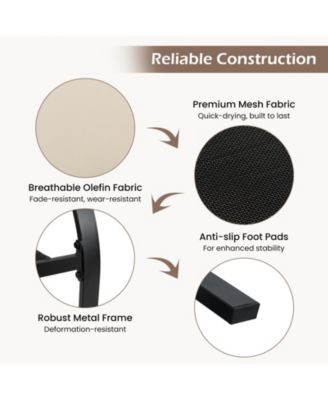 4 Pieces Rustproof Steel Frame Outdoor Dining Chairs with Removable Cushions