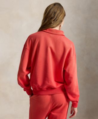 Women's Lightweight Fleece Long-Sleeve Polo Sweatshirt