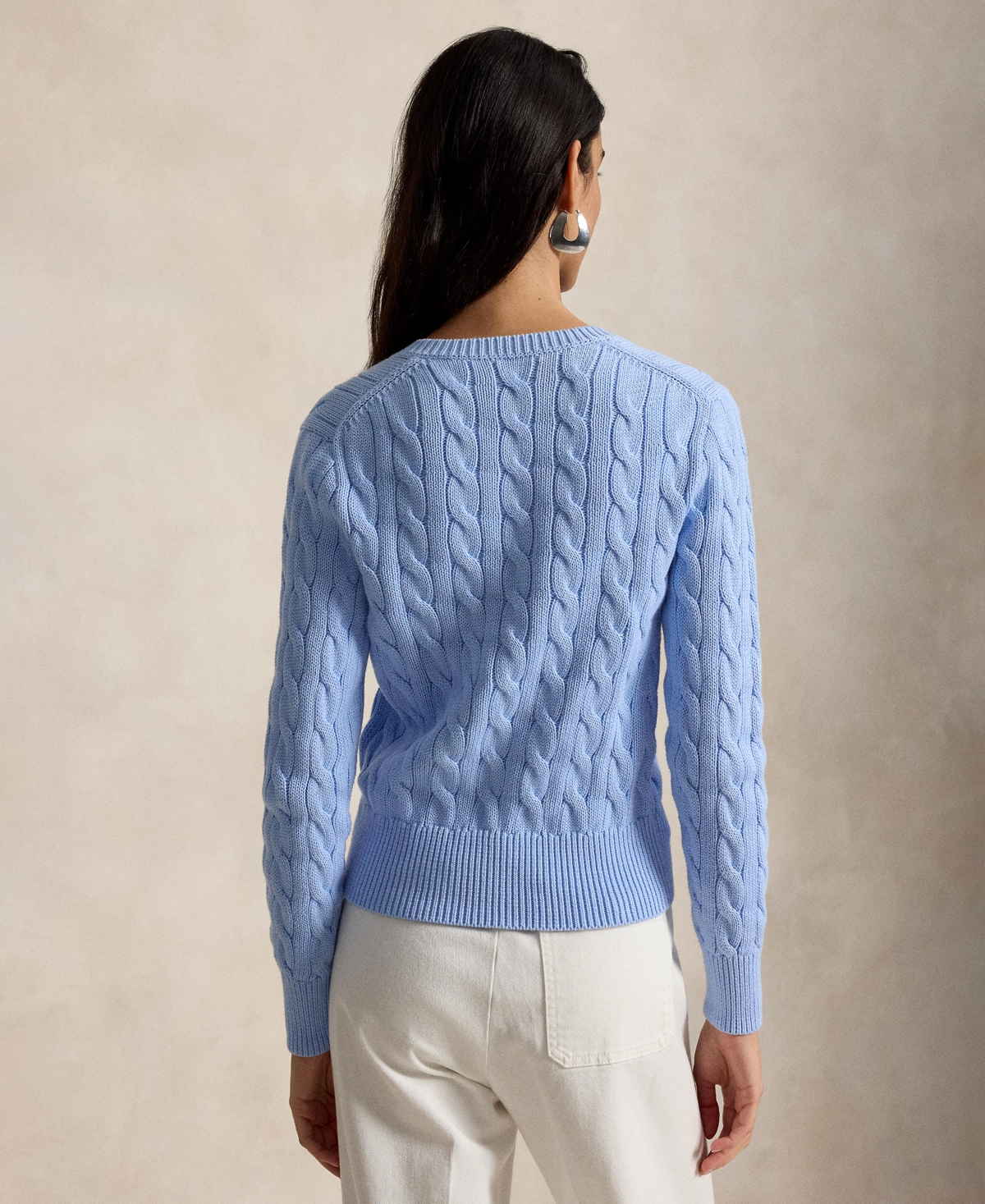 Polo Ralph Lauren Women's Cable-Knit Cotton Crewneck Cardigan Sweater