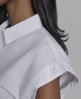 Women's Short-Sleeve Embroidered Flower Top