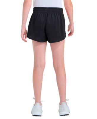 Girls' 7-16 Elastic Waistband Gradient Three-Stripe Mesh Shorts