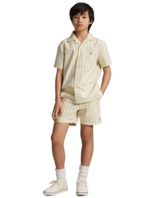 Boys' 8-20 Striped Oxford Camp Collar Shirt