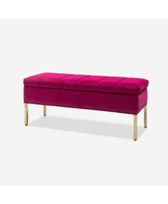 Upholstered Modern Flip Top Storage Bench with Metal Legs