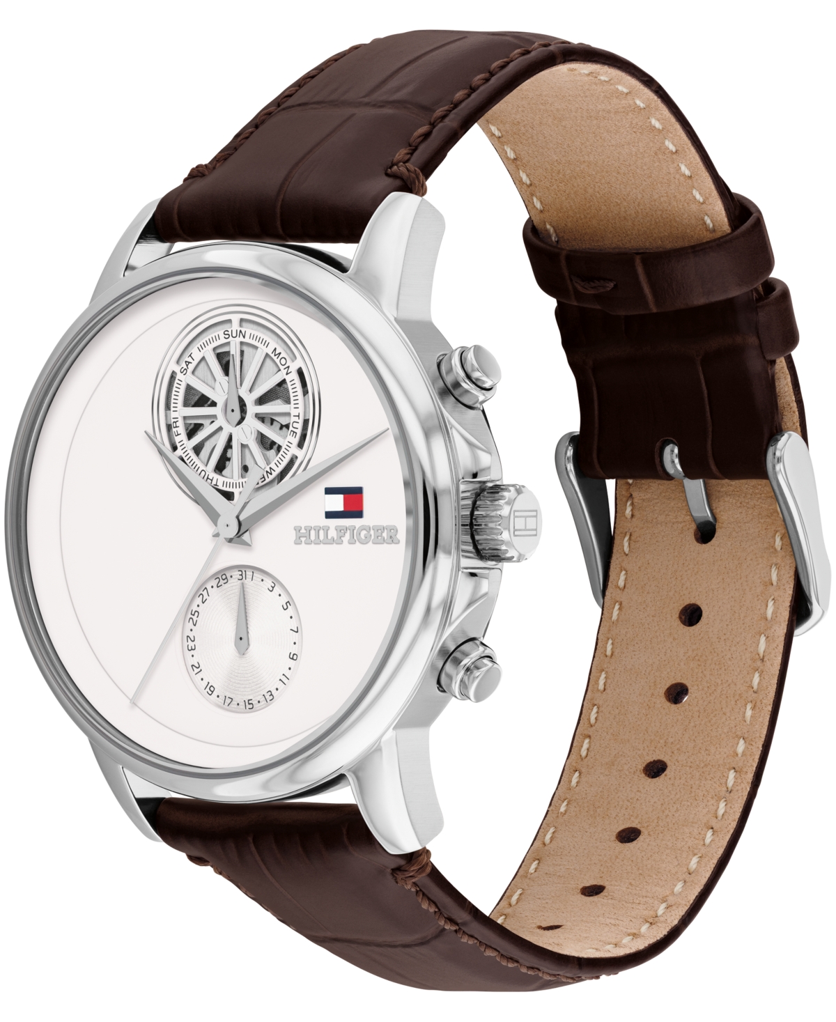 Tommy Hilfiger Men's Multifunction Brown Leather Bracelet Watch, 40mm