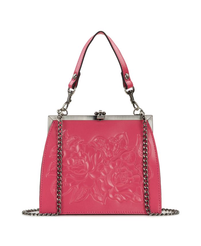 Patricia Nash Aurelie Small Rose Tooled Leather Crossbody Frame Handbag