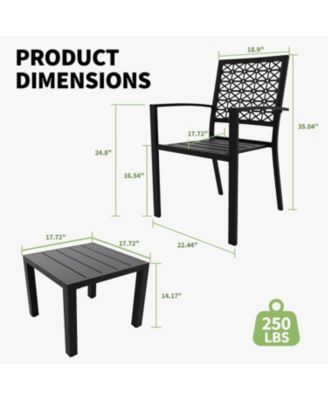 3Pcs Patio Bistro Set, Iron Art Outdoor Bistro Table and Chairs Set of 2, Stackable Patio Dining Set, Outdoor Furniture Set for Patio, Balcony