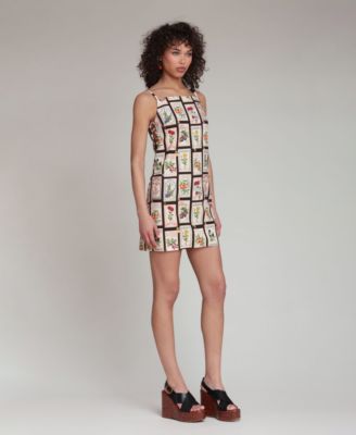 Women's Botanical-Print Square-Neck Mini Dress
