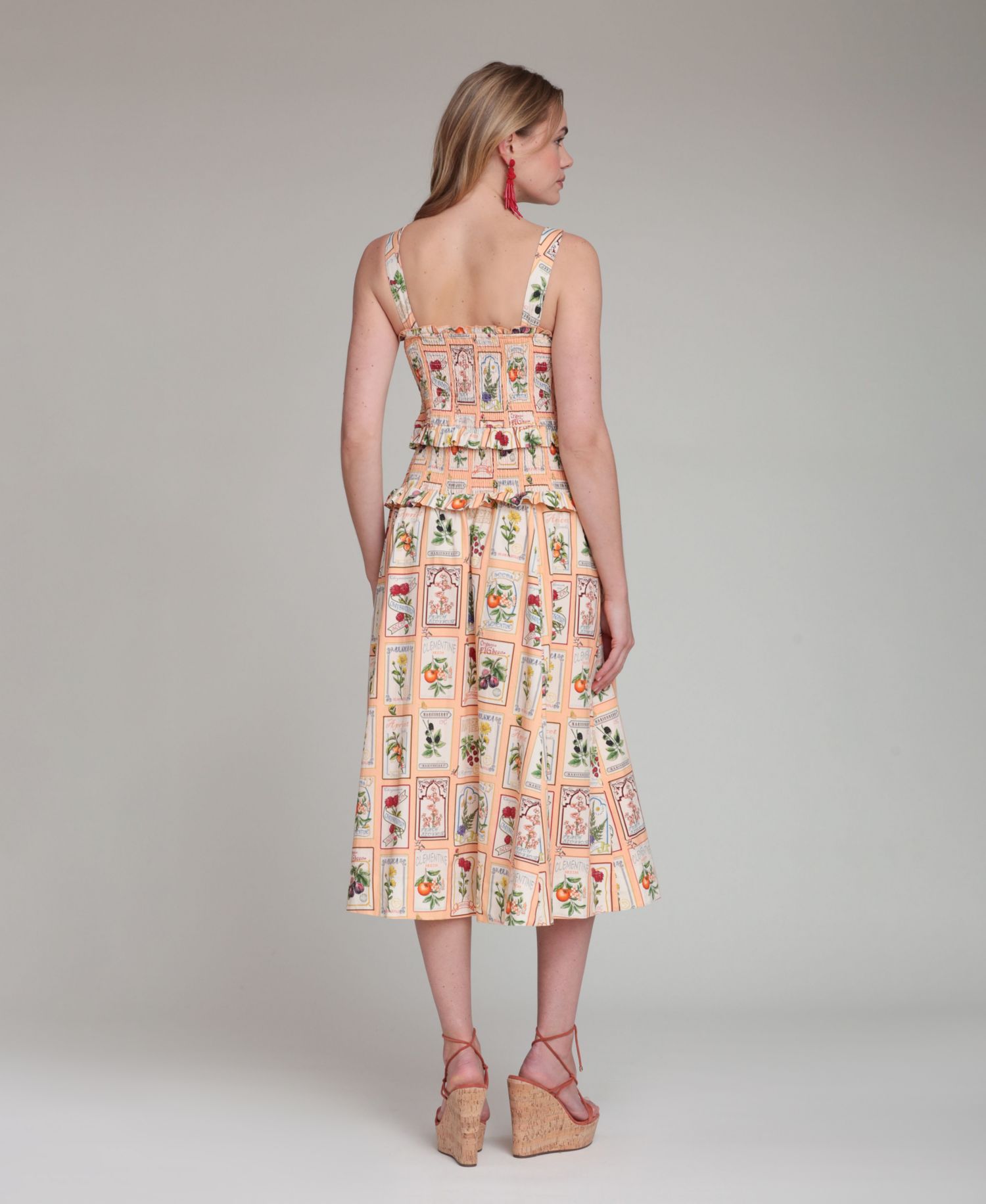 Women's Printed Smocked Midi Dress