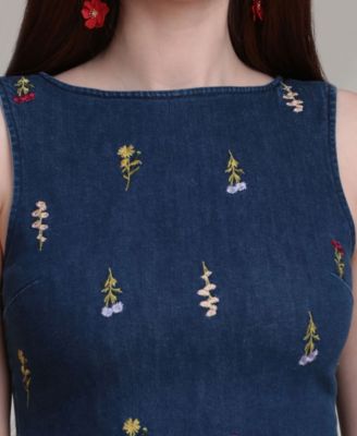 Women's Embroidered Scoop-Neck Mini Dress