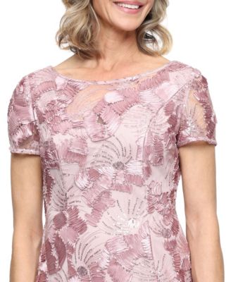 Petite Boat Neck Short-Sleeve A-Line Gown