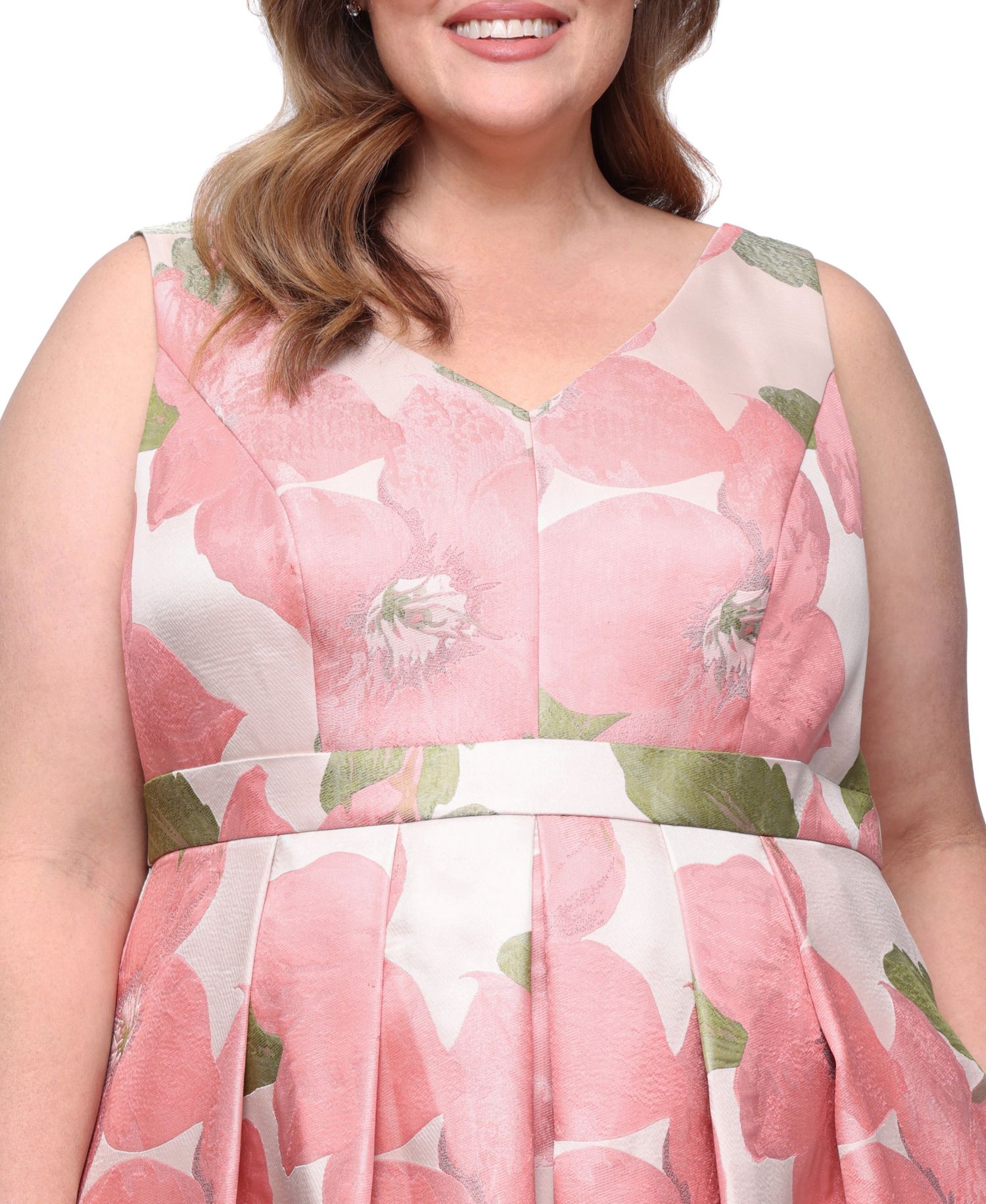 Plus Size V-Neck Sleeveless A-Line Ball Gown