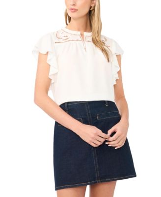 Women's Short-Sleeve Embroidered Blouse
