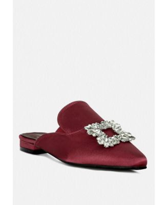 PERRINE Womens Diamante Brooch Slip On Mules
