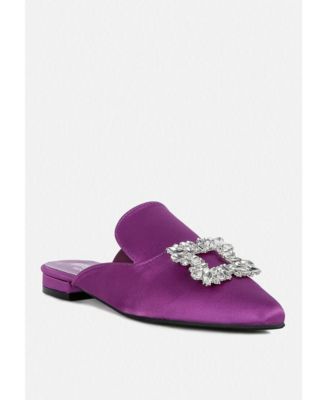 PERRINE Womens Diamante Brooch Slip On Mules