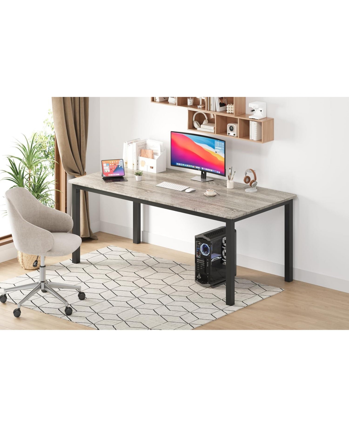 gaomon Industrial Dining Table for 6 with Wood Top and Metal Legs, Rectangular Design