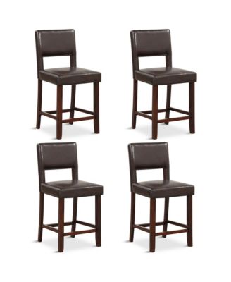 4-Piece PVC Leather Counter Height Bar Stool Set w/ Back and Rubber Wood Legs