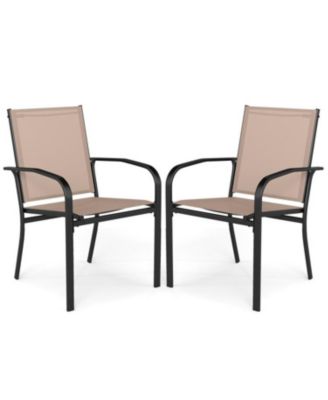 High Back Outdoor Dining Chairs Set of 2 Metal