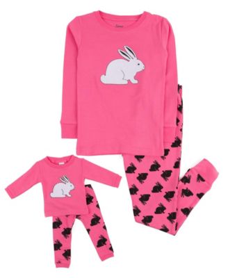 Toddler Girls Matching Doll Snug-Fit Cotton Long Sleeve All-Over Animal Print Pajamas