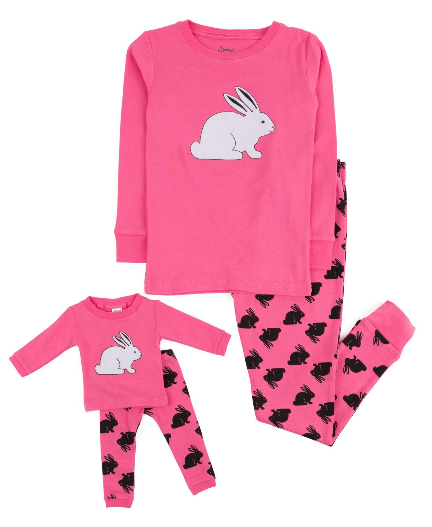 Toddler Girls Matching Doll Snug-Fit Cotton Long Sleeve All-Over Animal Print Pajamas