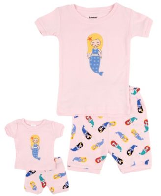 Toddler Girls Matching Doll Snug-Fit Cotton Short Sleeve Pajamas