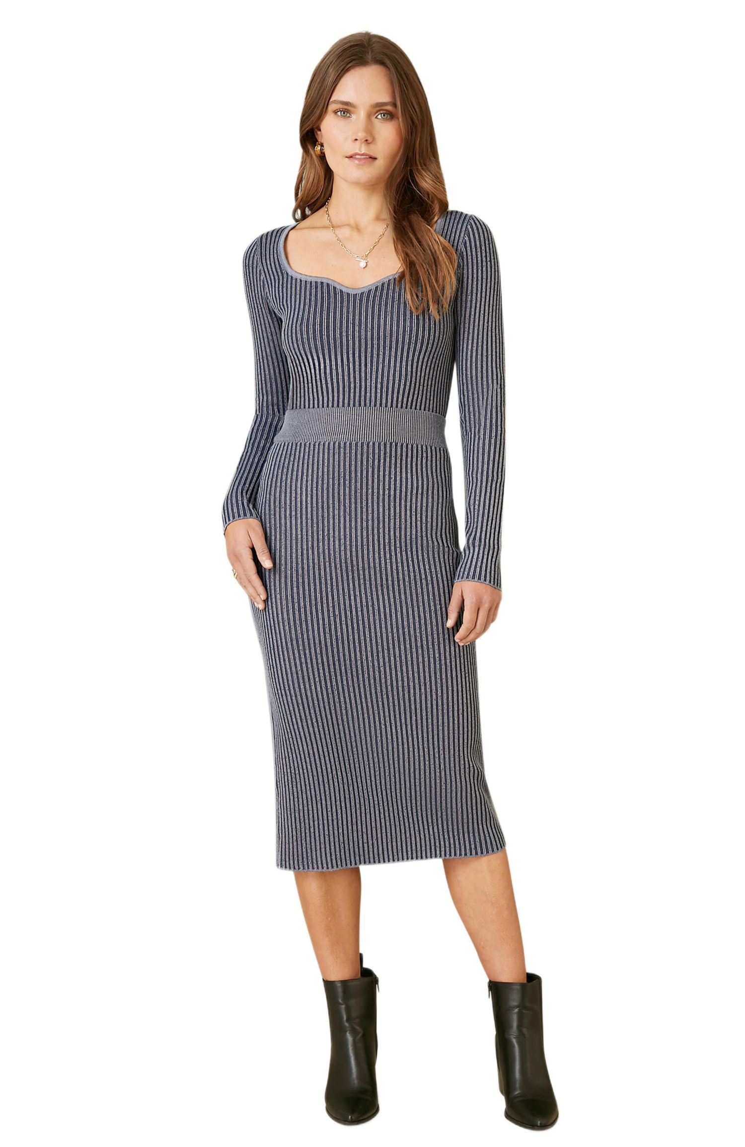 Women's Sweetheart-Neck Fitted Ribbed Knit Top