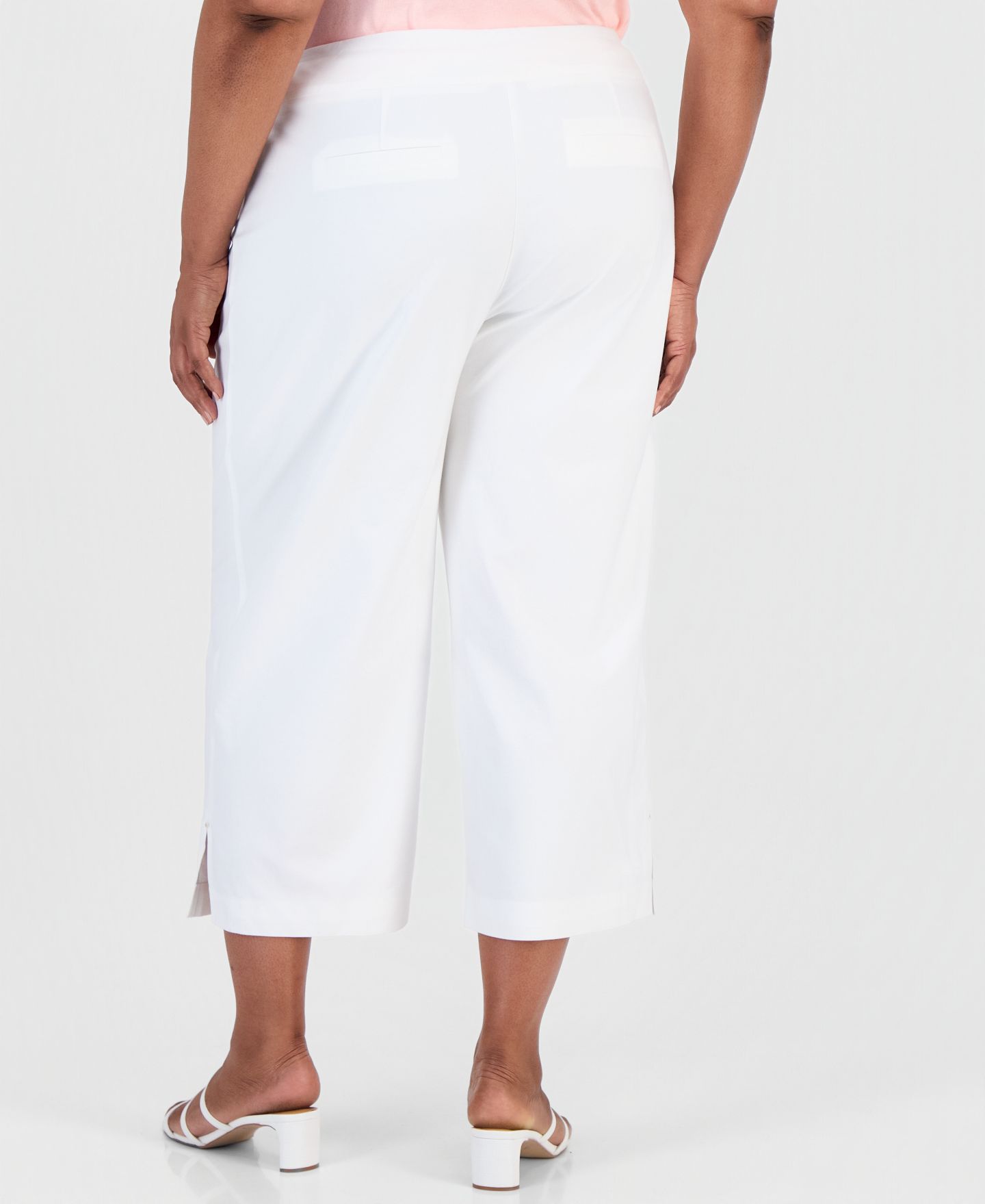 Женские брюки JM Collection Plus Size Pull-On Wide-Leg Capri, цвет: Яркий белый — фото 4