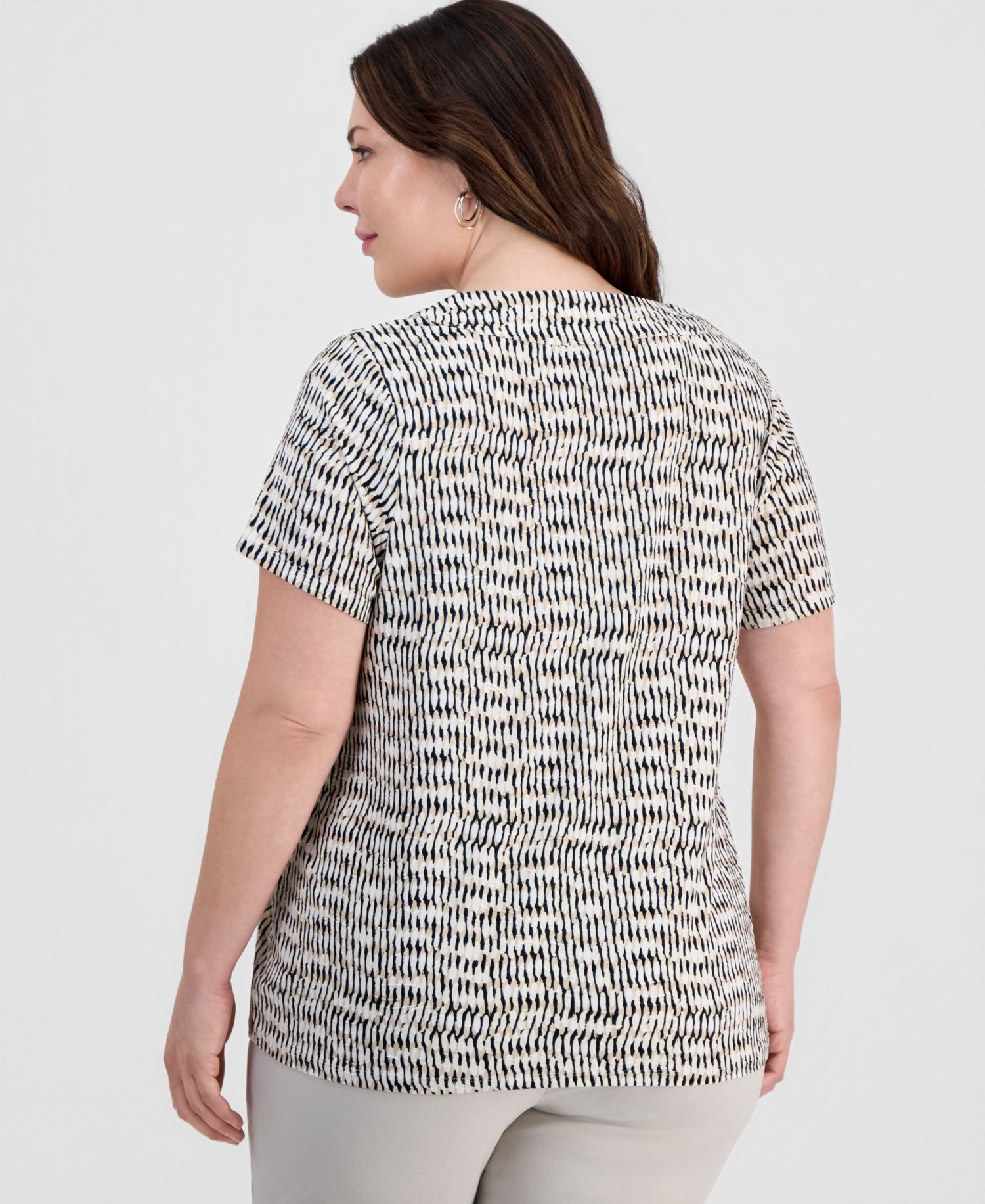 Plus Size Isabella Dot V-Neck Flutter-Sleeve Top