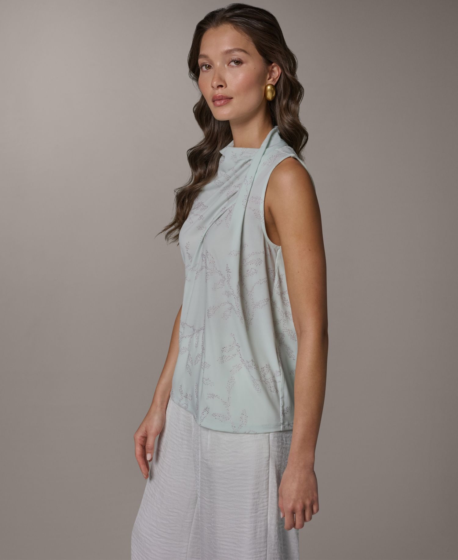 Women's Sleeveless Cowl Neck Blouse
