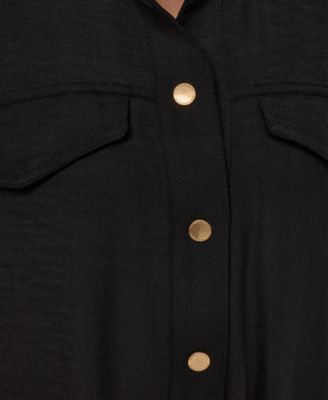 Women's Collared Neck Buton-Front Shirt Jacket