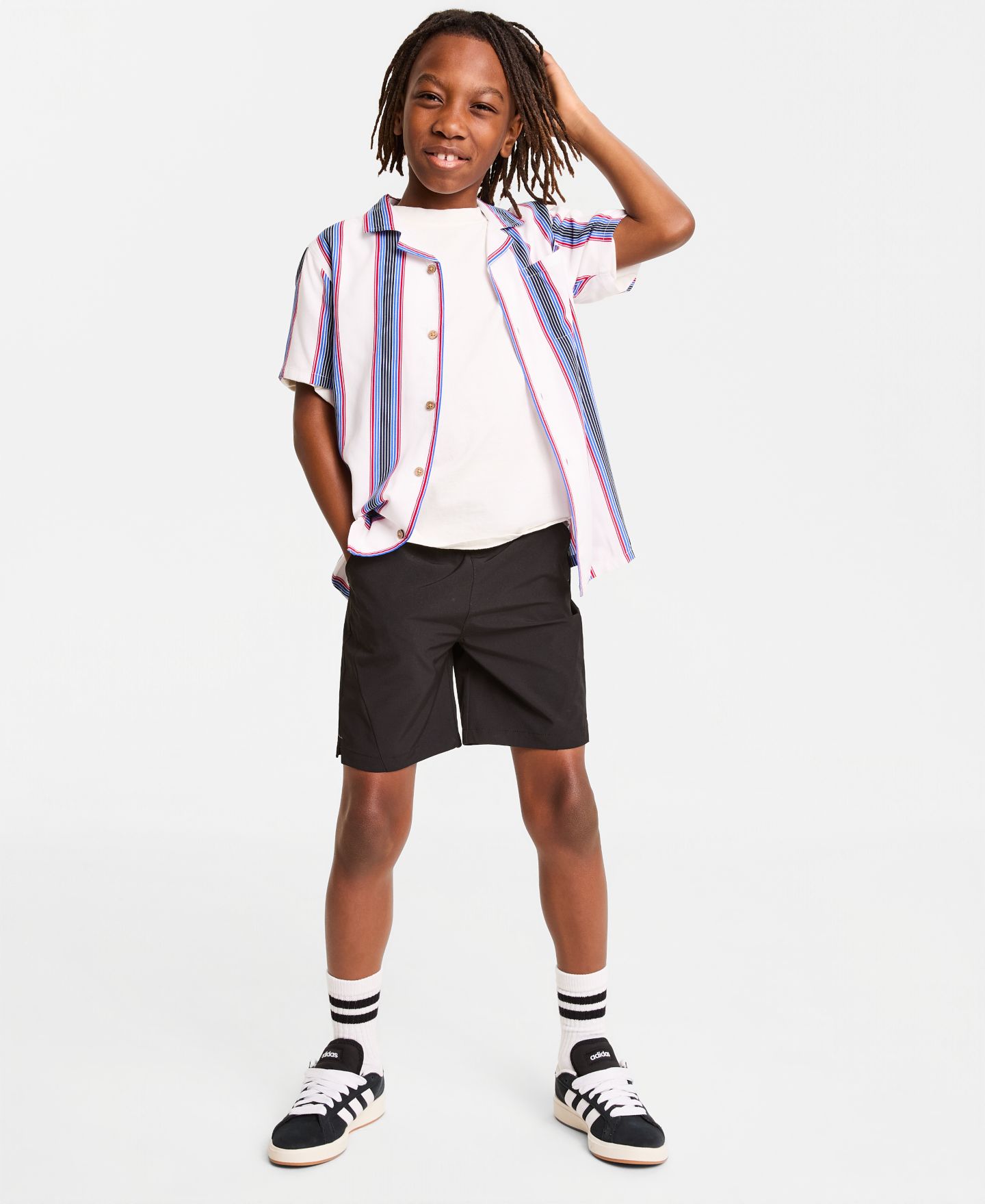 Рубашка Macy's Epic Threads Striped Shirt для мальчиков, цвет: Bright Whi — фото 3