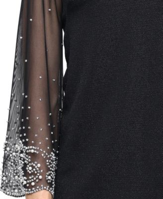 Women's Boat Neck Metallic Knit Top